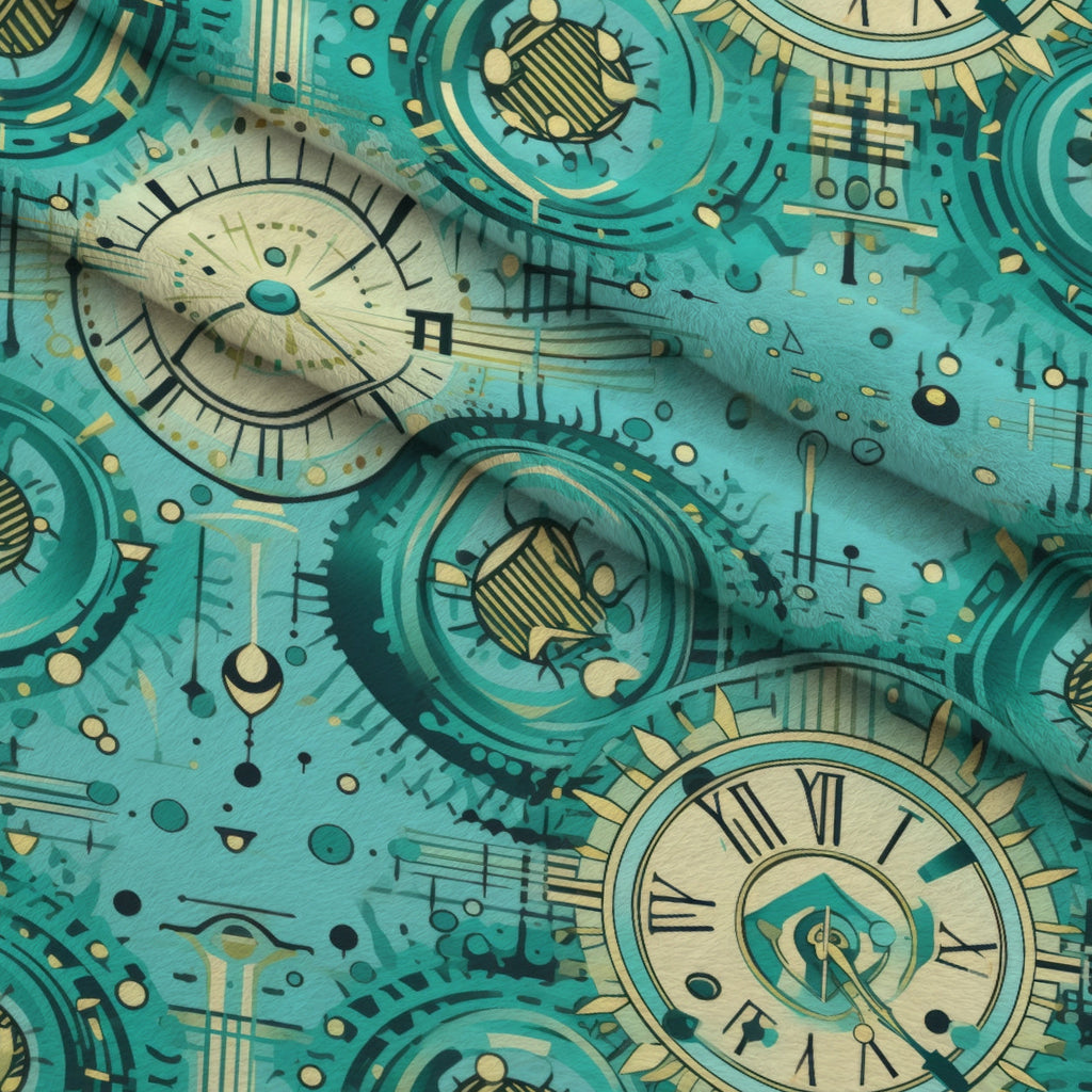Gilded Gears Pattern 24 Fleece Fabric — fleece fabric folded close-up preview (mv-fleece-v1:lying)