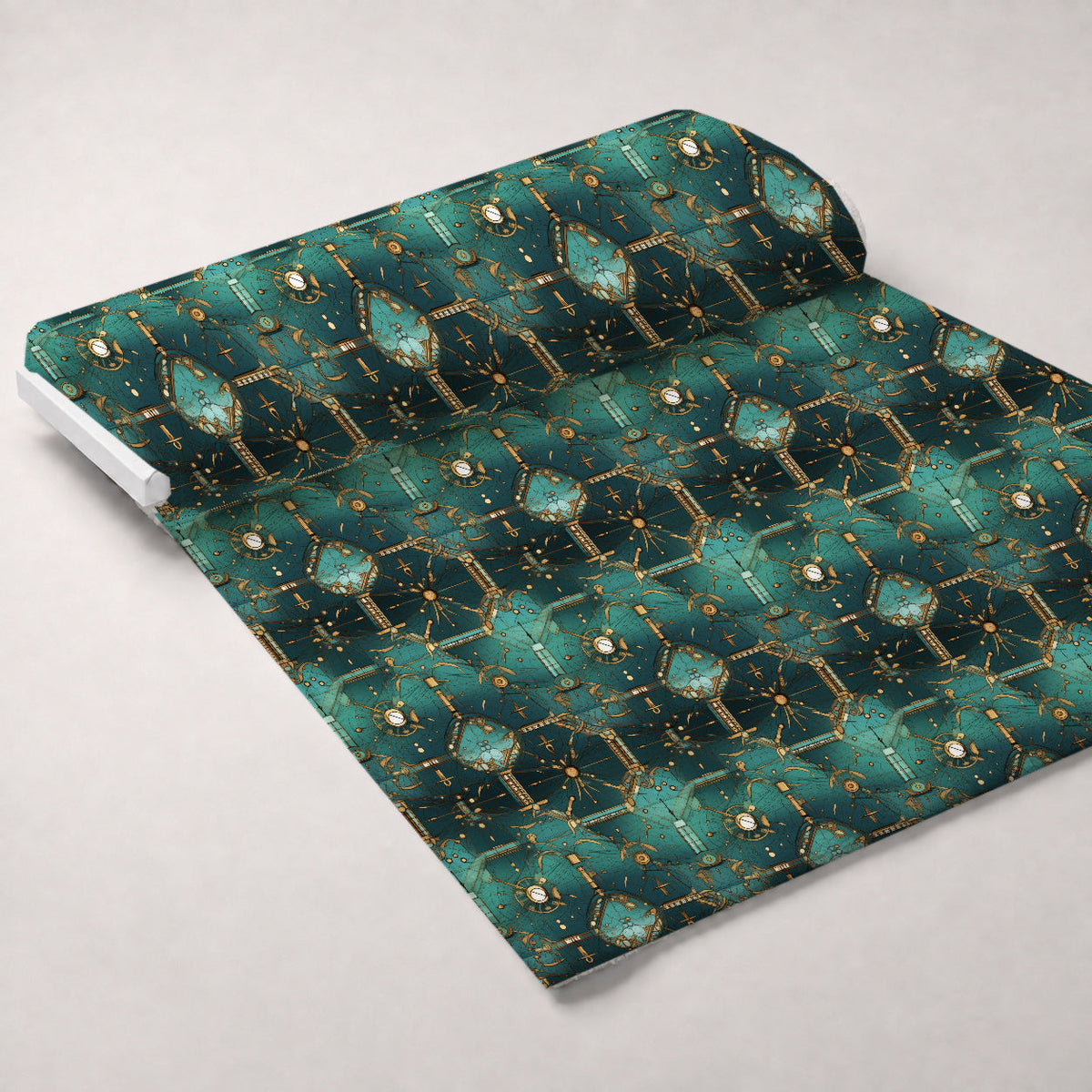 Gilded Gears Pattern 3 Fleece Fabric — fleece fabric unrolled bolt preview (mv-fleece-v1:bolt)