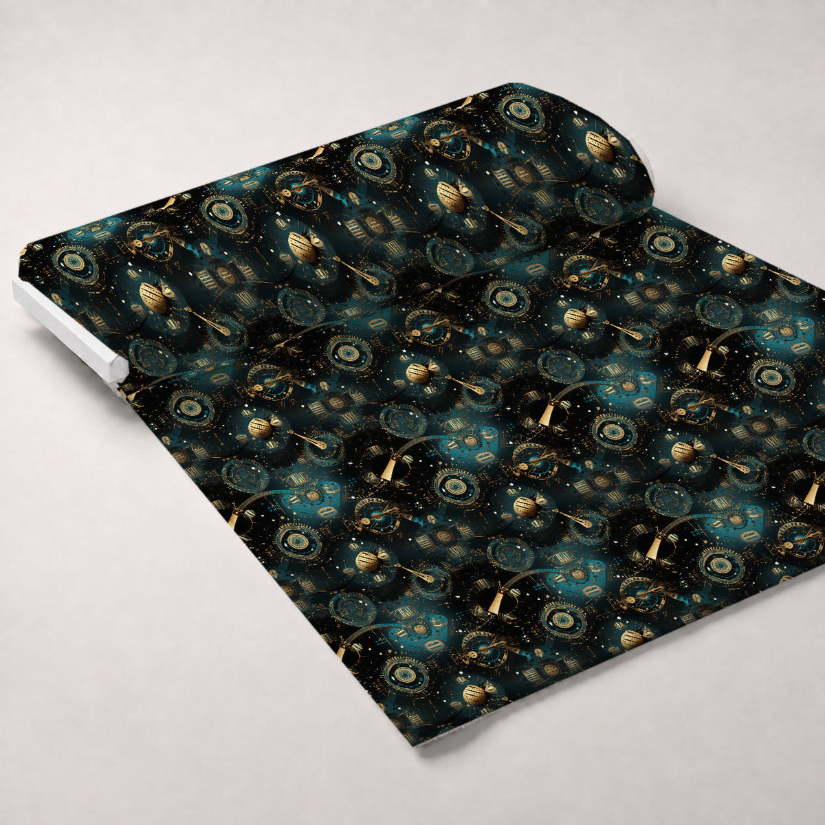 Gilded Gears Pattern 5 Fleece Fabric — fleece fabric unrolled bolt preview (mv-fleece-v1:bolt)