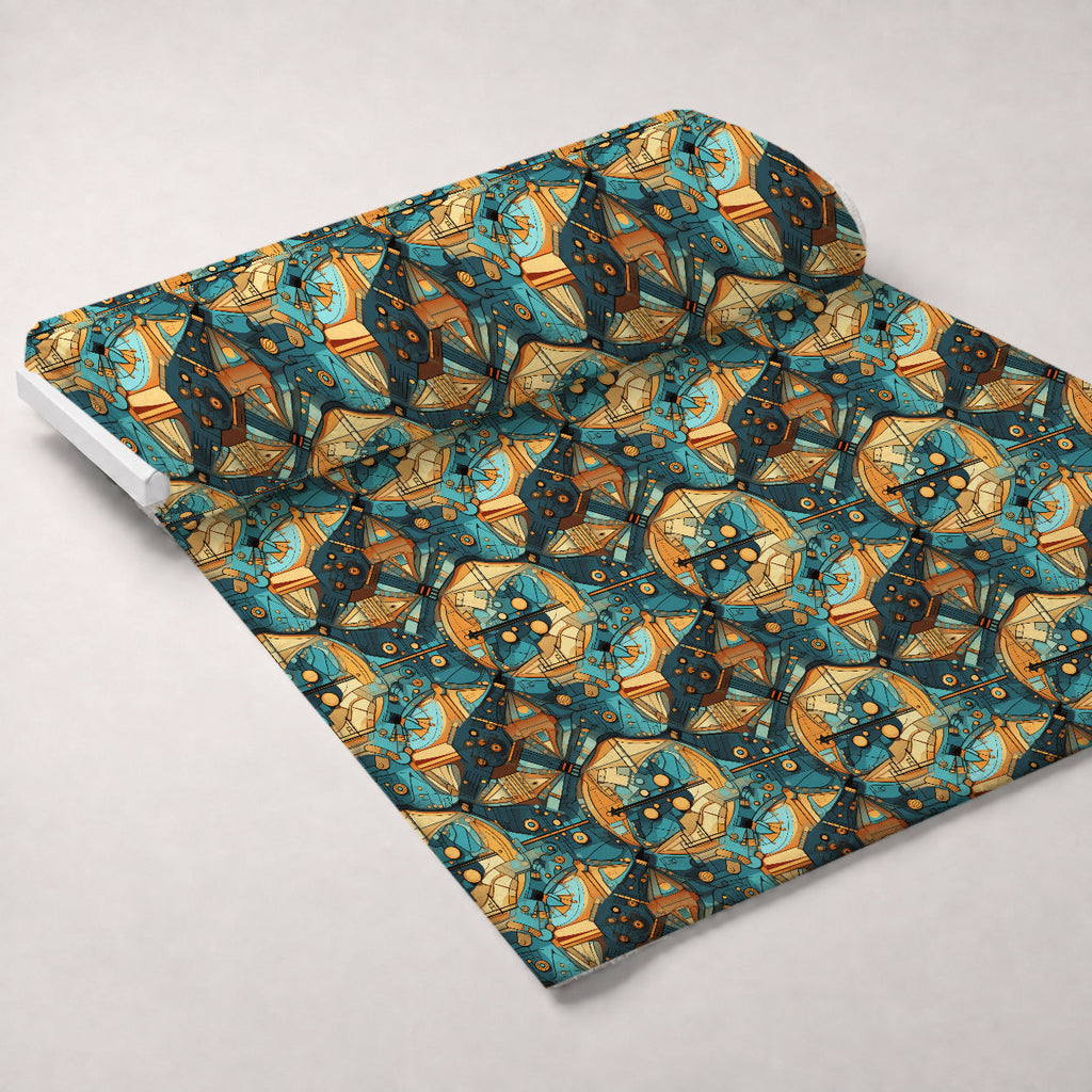 Gilded Gears Pattern 7 Fleece Fabric — fleece fabric unrolled bolt preview (mv-fleece-v1:bolt)