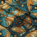 Gilded Gears Pattern 7 Fleece Fabric — fleece fabric folded close-up preview (mv-fleece-v1:lying)