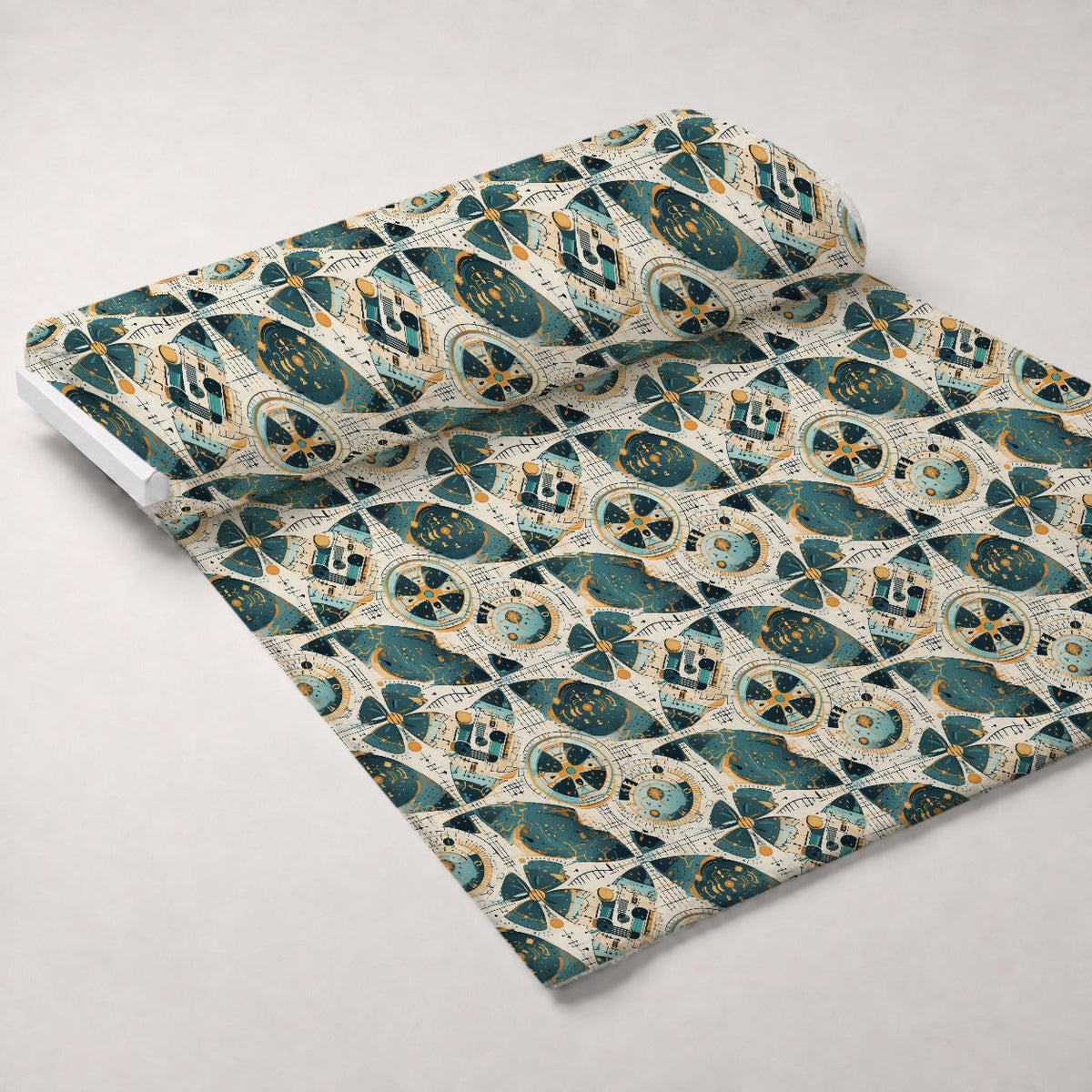 Gilded Gears Pattern 9 Fleece Fabric — fleece fabric unrolled bolt preview (mv-fleece-v1:bolt)
