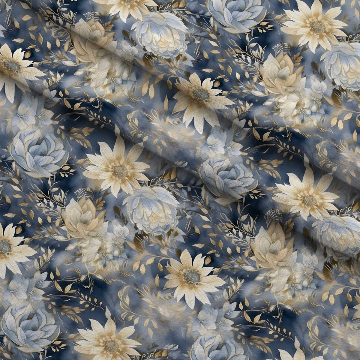 Gilded Indigo Pattern 3 Fleece Fabric — fleece fabric folded close-up preview (mv-fleece-v1:lying)