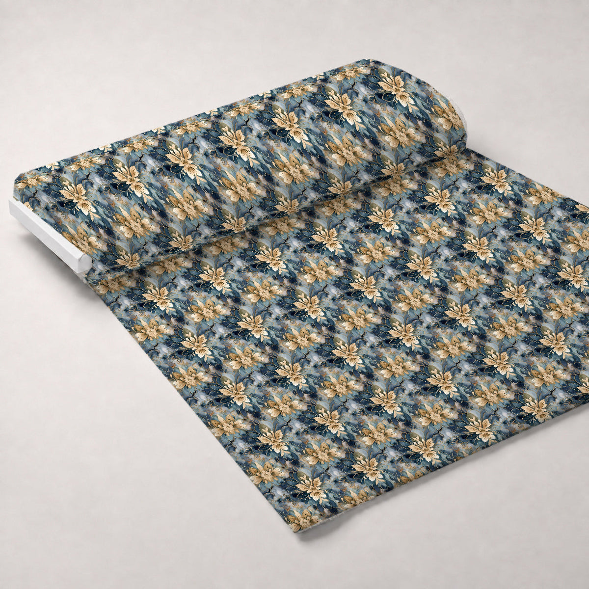 Gilded Indigo Pattern 4 Fleece Fabric — fleece fabric unrolled bolt preview (mv-fleece-v1:bolt)