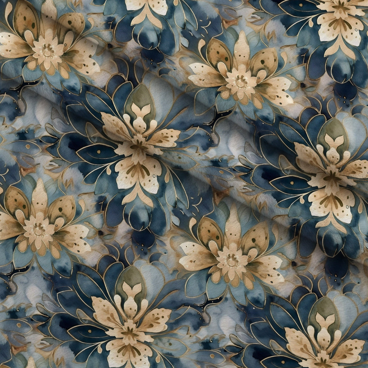 Gilded Indigo Pattern 4 Fleece Fabric — fleece fabric folded close-up preview (mv-fleece-v1:lying)