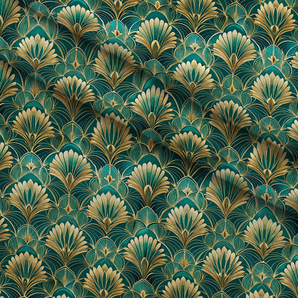 Gilded Jade Blooms Pattern 18 Fleece Fabric — fleece fabric folded close-up preview (mv-fleece-v1:lying)