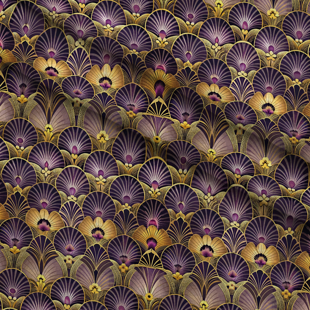 Gilded Jade Blooms Pattern 30 Fleece Fabric — fleece fabric folded close-up preview (mv-fleece-v1:lying)