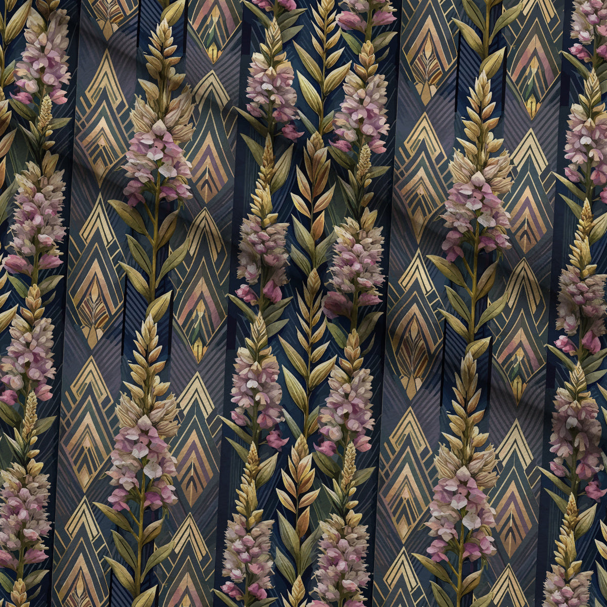 Gilded Jade Blooms Pattern 33 Fleece Fabric — fleece fabric folded close-up preview (mv-fleece-v1:lying)