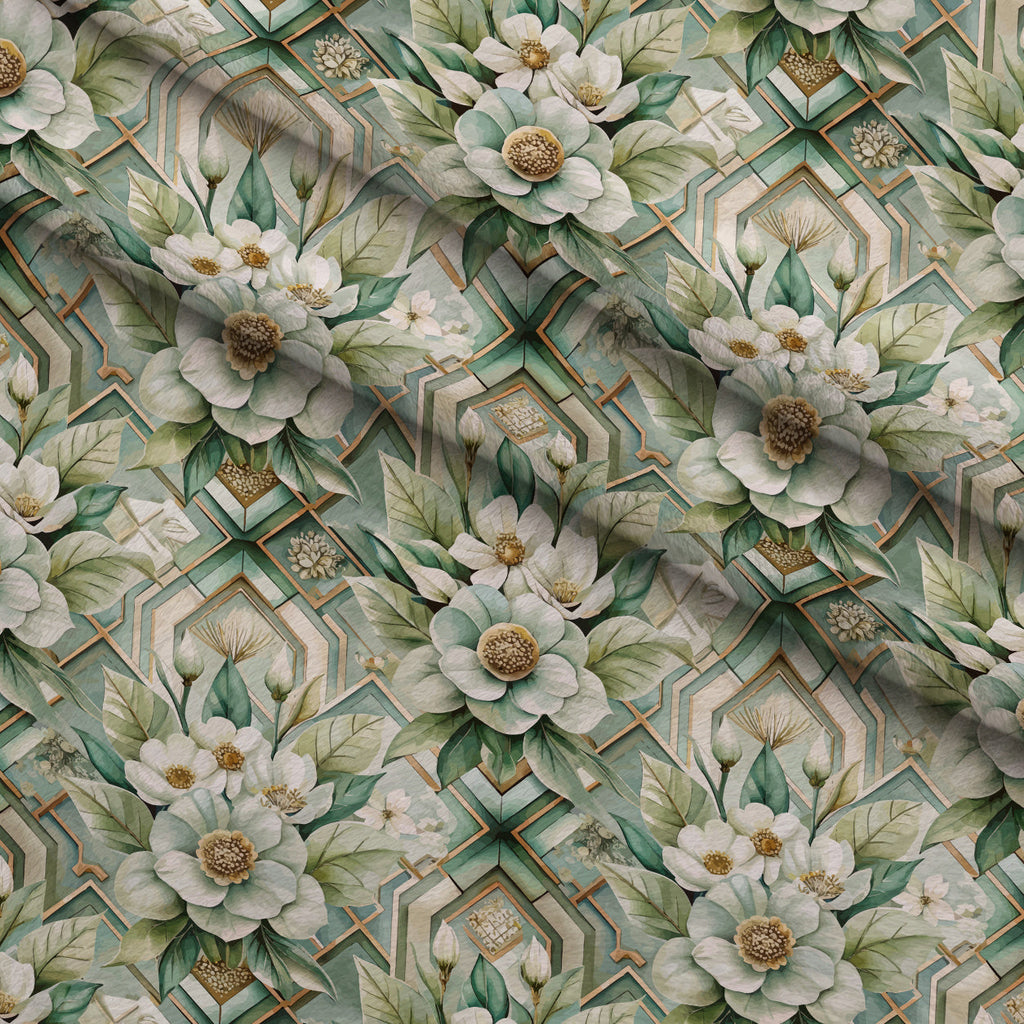 Gilded Jade Blooms Pattern 41 Fleece Fabric — fleece fabric folded close-up preview (mv-fleece-v1:lying)
