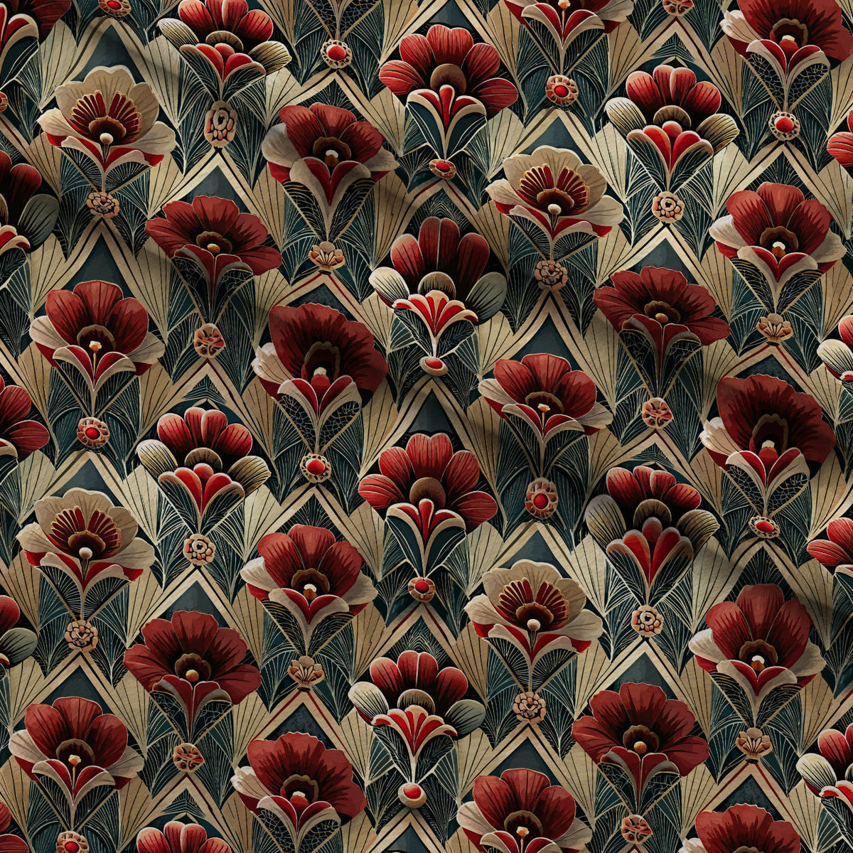 Gilded Jade Blooms Pattern 50 Fleece Fabric — fleece fabric folded close-up preview (mv-fleece-v1:lying)