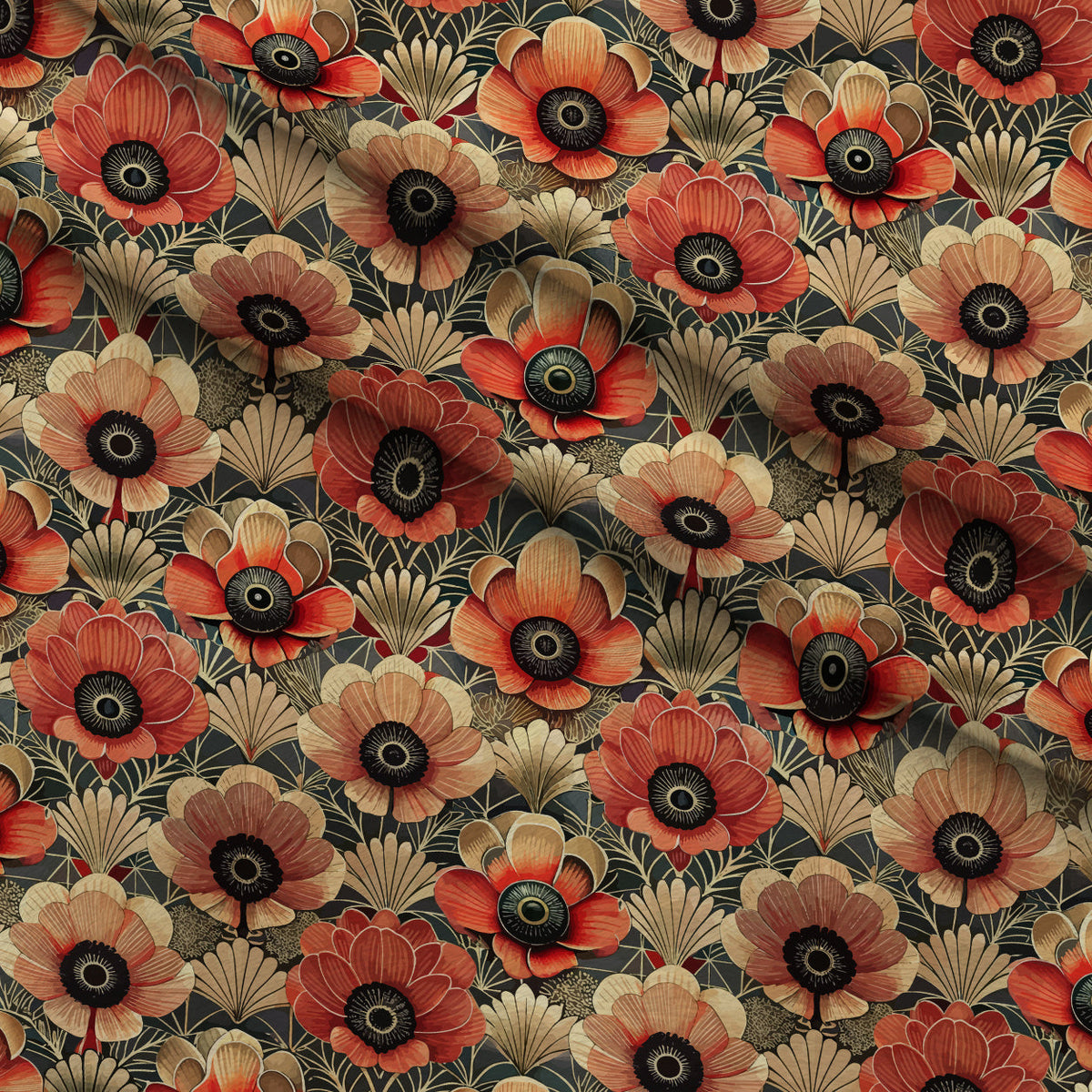 Gilded Jade Blooms Pattern 58 Fleece Fabric — fleece fabric folded close-up preview (mv-fleece-v1:lying)