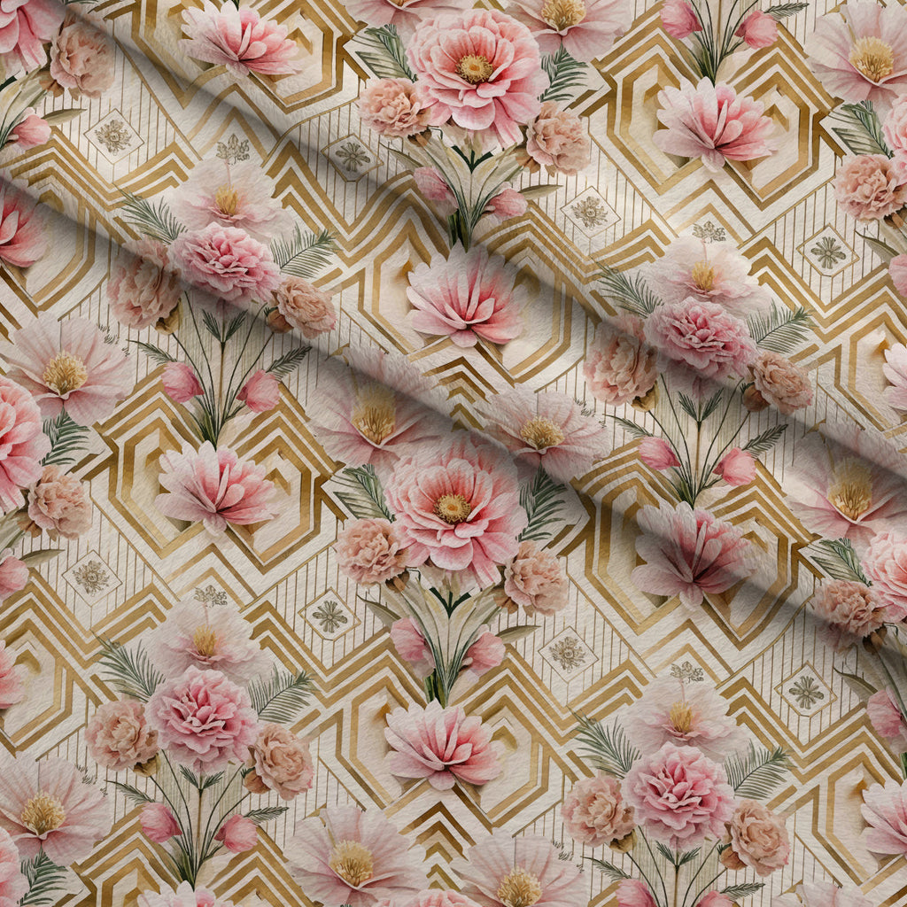 Gilded Jade Blooms Pattern 59 Fleece Fabric — fleece fabric folded close-up preview (mv-fleece-v1:lying)