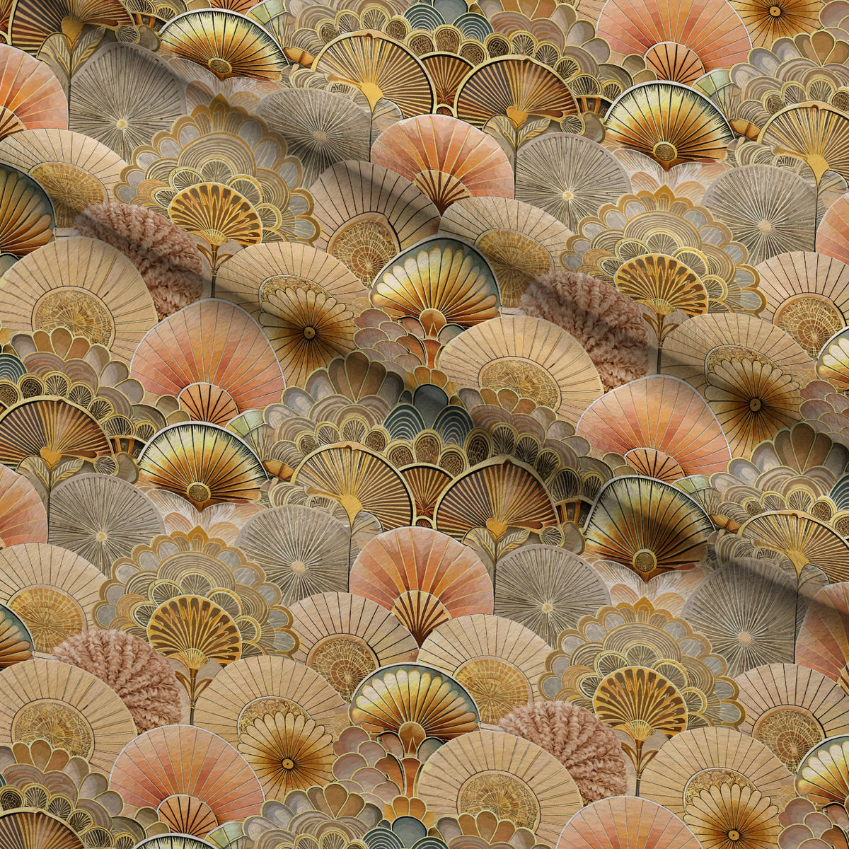 Gilded Jade Blooms Pattern 65 Fleece Fabric — fleece fabric folded close-up preview (mv-fleece-v1:lying)