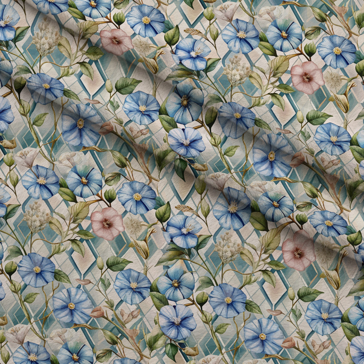 Gilded Jade Blooms Pattern 70 Fleece Fabric — fleece fabric folded close-up preview (mv-fleece-v1:lying)
