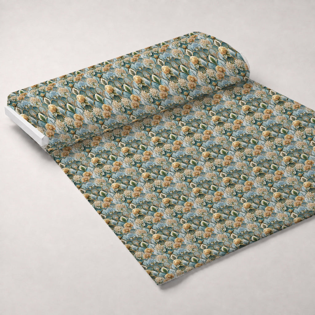 Gilded Jade Blooms Pattern 80 Fleece Fabric — fleece fabric unrolled bolt preview (mv-fleece-v1:bolt)