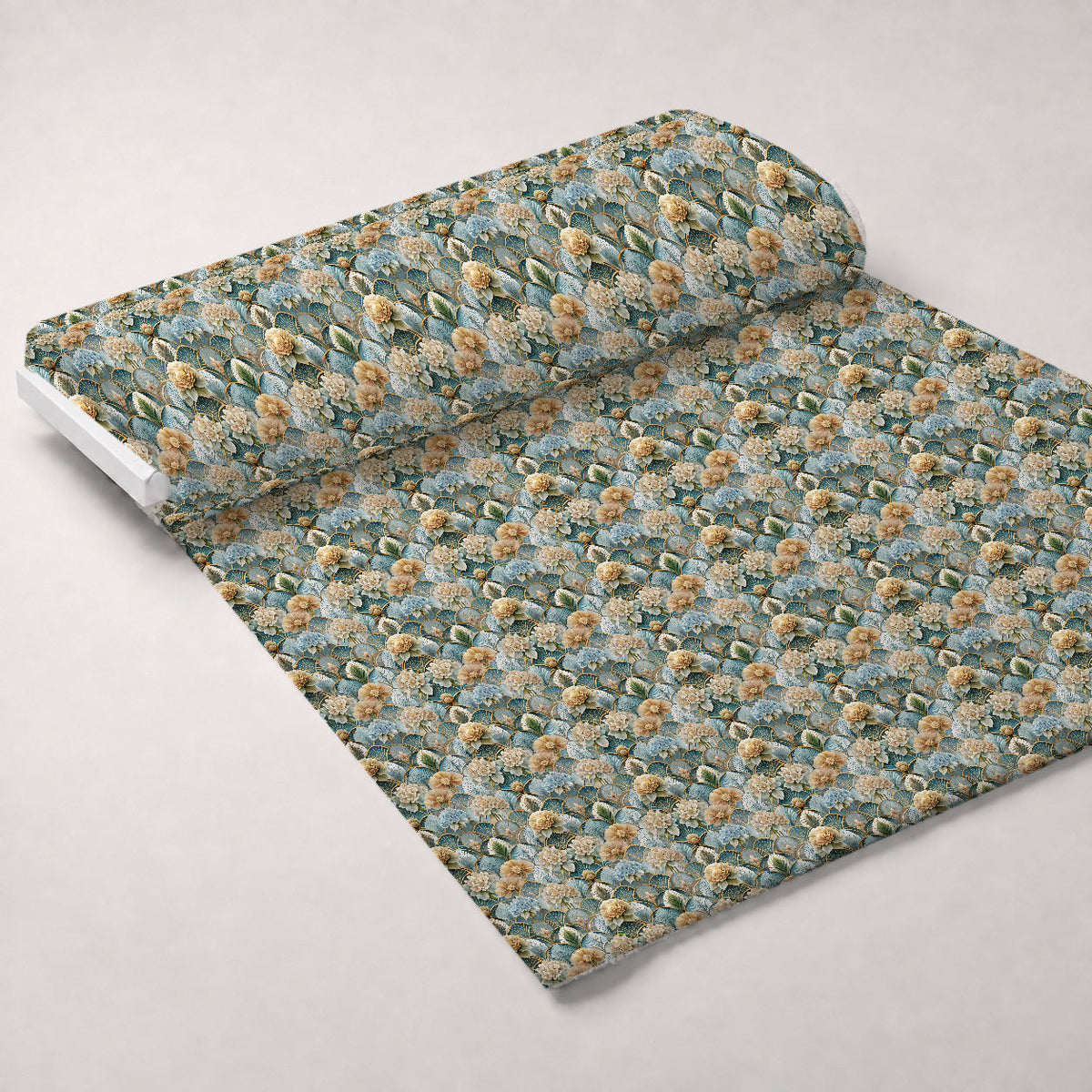 Gilded Jade Blooms Pattern 80 Fleece Fabric — fleece fabric unrolled bolt preview (mv-fleece-v1:bolt)