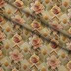 Gilded Jade Blooms Pattern 93 Fleece Fabric — fleece fabric folded close-up preview (mv-fleece-v1:lying)