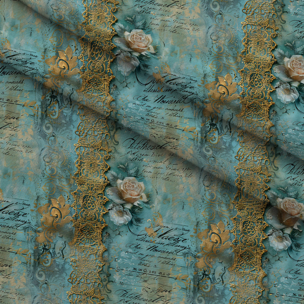 Gilded Lace Script Pattern 3 Fleece Fabric — fleece fabric folded close-up preview (mv-fleece-v1:lying)