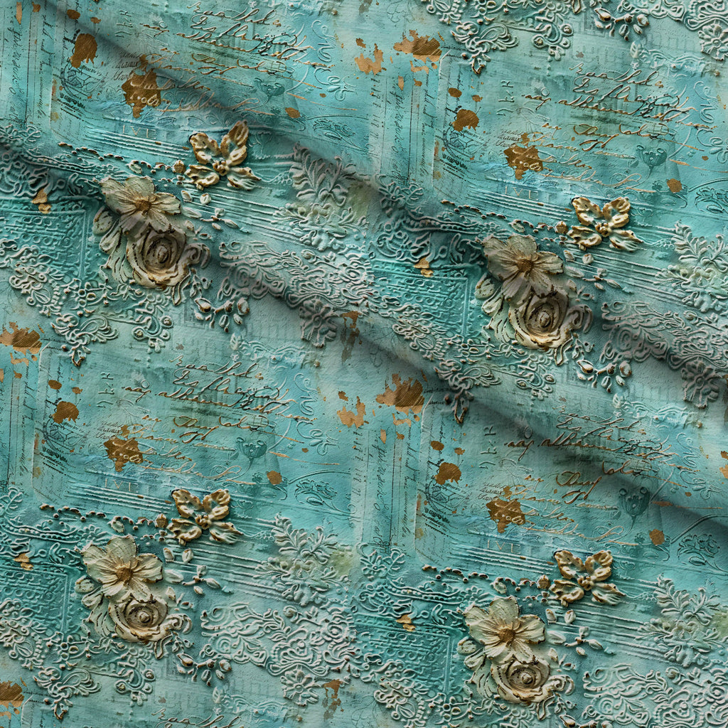 Gilded Lace Script Pattern 4 Fleece Fabric — fleece fabric folded close-up preview (mv-fleece-v1:lying)