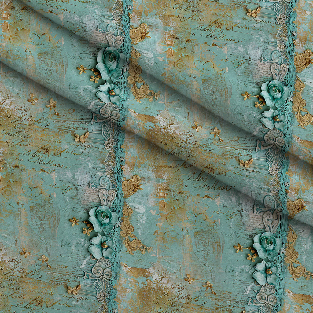 Gilded Lace Script Pattern 5 Fleece Fabric — fleece fabric folded close-up preview (mv-fleece-v1:lying)