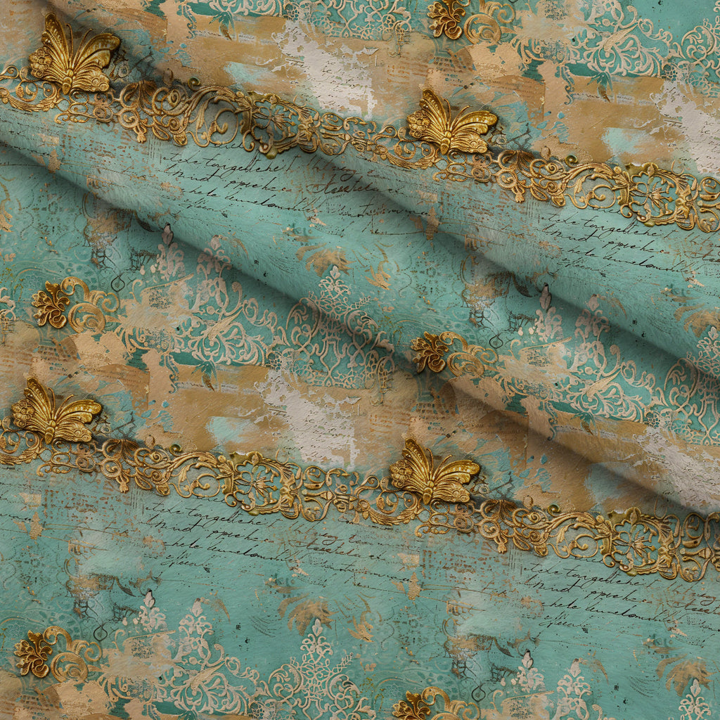 Gilded Lace Script Pattern 6 Fleece Fabric — fleece fabric folded close-up preview (mv-fleece-v1:lying)