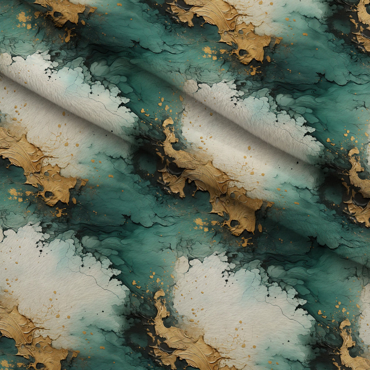 Gilded Lagoon Pattern 1 Fleece Fabric — fleece fabric folded close-up preview (mv-fleece-v1:lying)