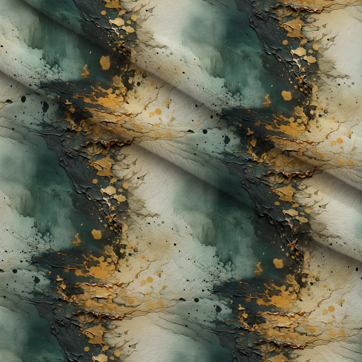 Gilded Lagoon Pattern 12 Fleece Fabric — fleece fabric folded close-up preview (mv-fleece-v1:lying)
