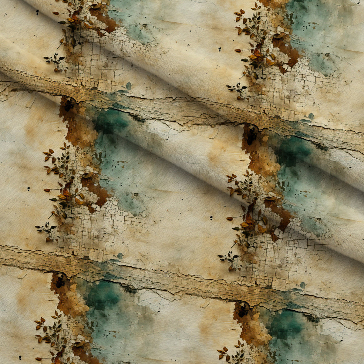 Gilded Lagoon Pattern 2 Fleece Fabric — fleece fabric folded close-up preview (mv-fleece-v1:lying)