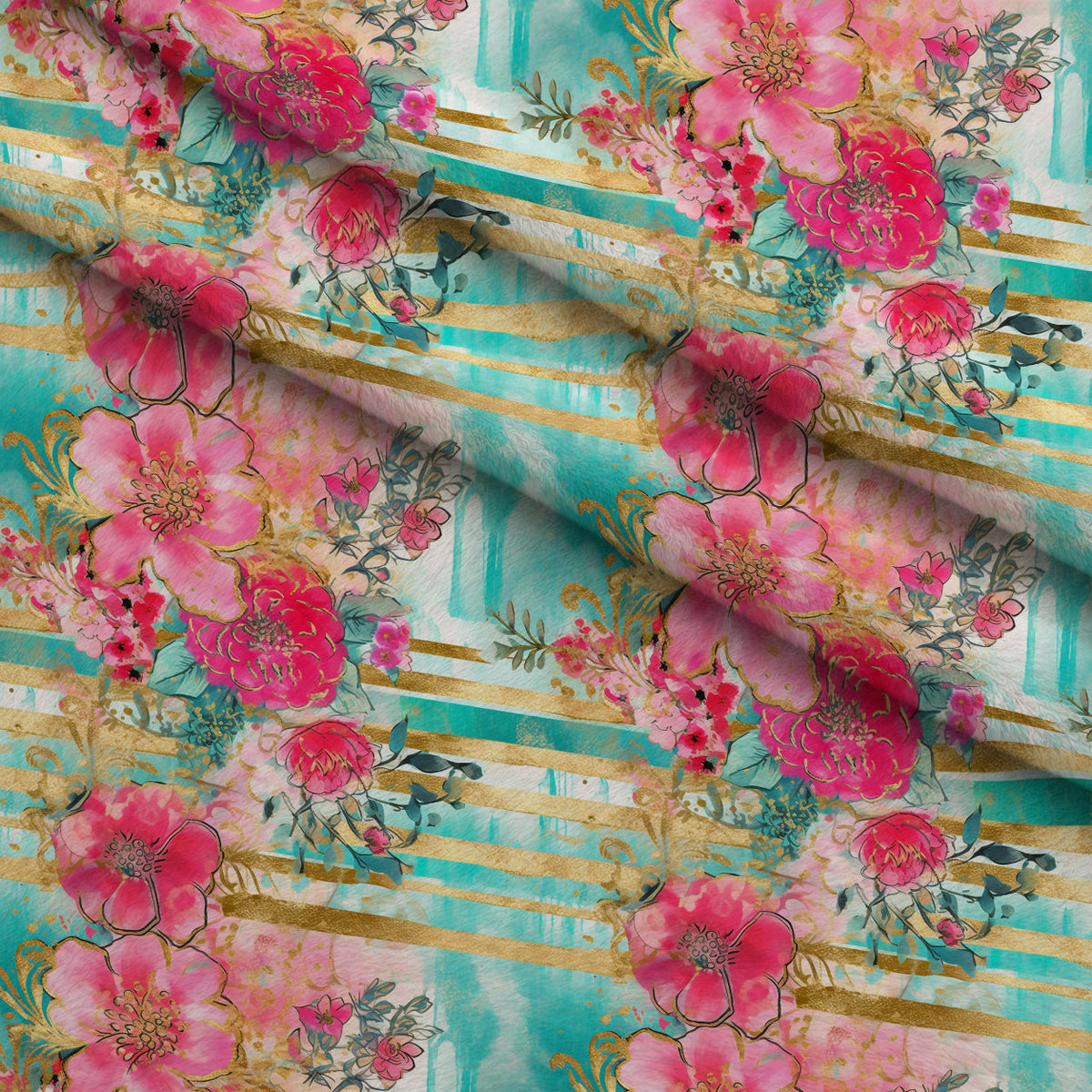 Gilded Menagerie Pattern 3 Fleece Fabric — fleece fabric folded close-up preview (mv-fleece-v1:lying)
