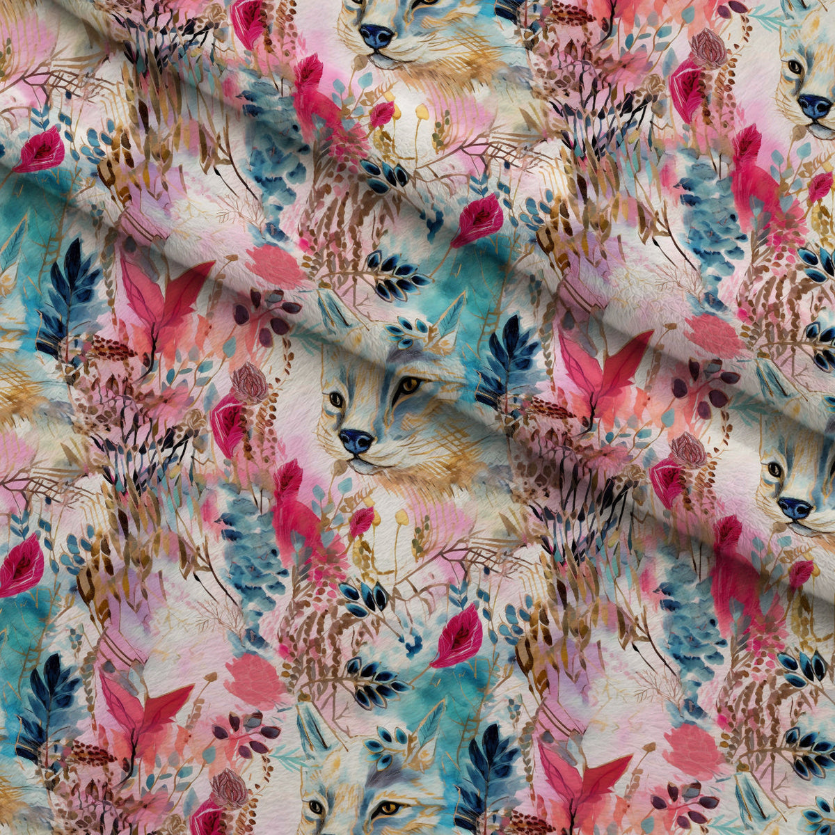 Gilded Menagerie Pattern 5 Fleece Fabric — fleece fabric folded close-up preview (mv-fleece-v1:lying)