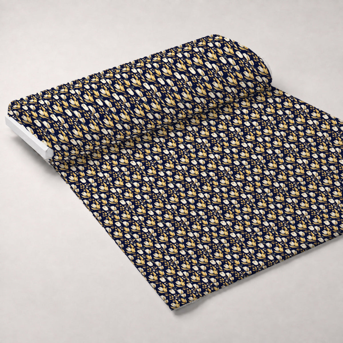 Gilded Midnight Tulips Pattern 9 Fleece Fabric — fleece fabric unrolled bolt preview (mv-fleece-v1:bolt)
