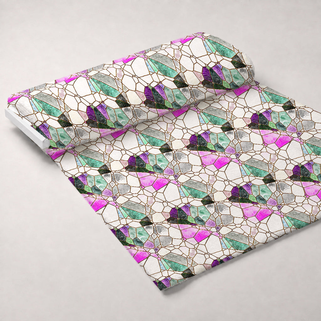 Gilded Mosaic Pattern 12 Fleece Fabric — fleece fabric unrolled bolt preview (mv-fleece-v1:bolt)