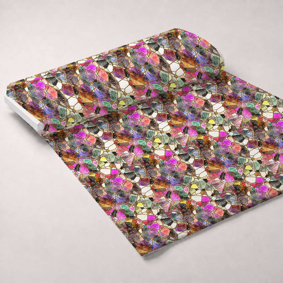 Gilded Mosaic Pattern 16 Fleece Fabric — fleece fabric unrolled bolt preview (mv-fleece-v1:bolt)