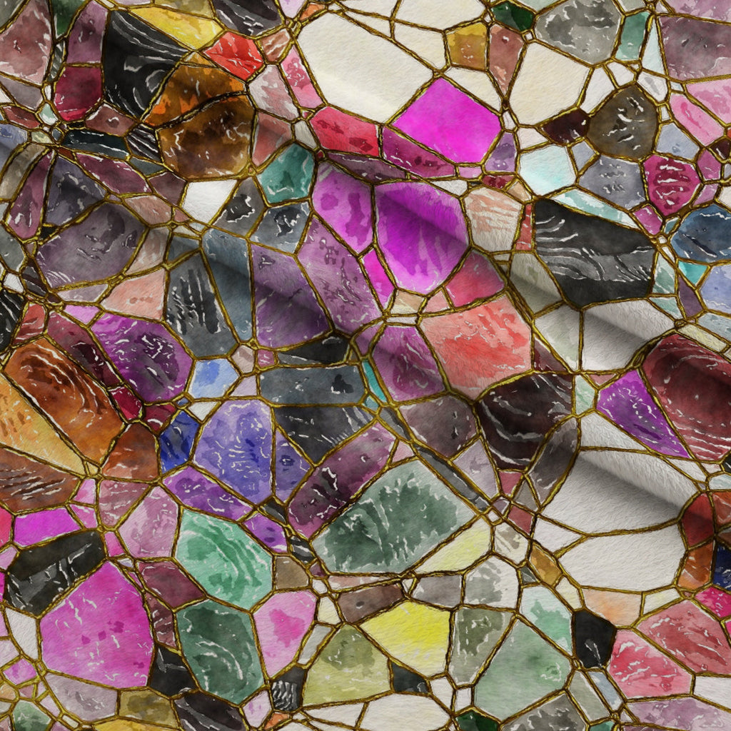 Gilded Mosaic Pattern 16 Fleece Fabric — fleece fabric folded close-up preview (mv-fleece-v1:lying)