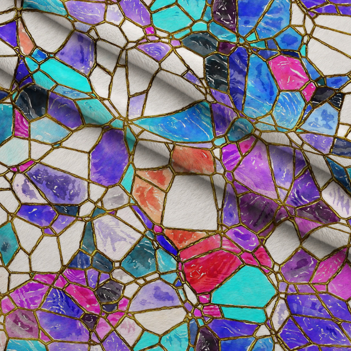 Gilded Mosaic Pattern 17 Fleece Fabric — fleece fabric folded close-up preview (mv-fleece-v1:lying)