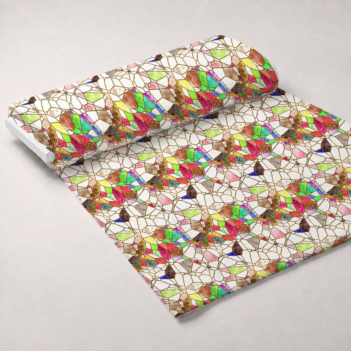 Gilded Mosaic Pattern 18 Fleece Fabric — fleece fabric unrolled bolt preview (mv-fleece-v1:bolt)