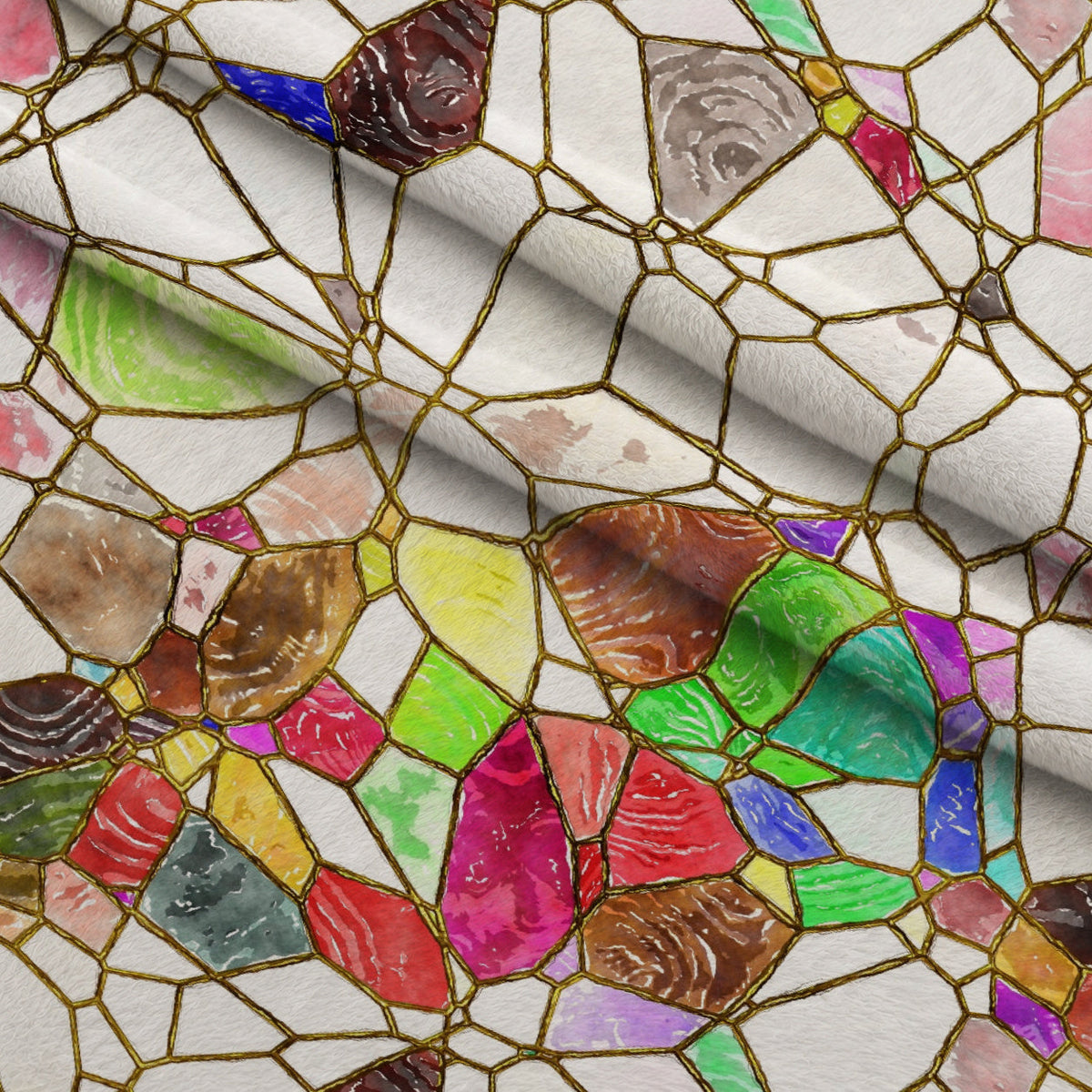 Gilded Mosaic Pattern 18 Fleece Fabric — fleece fabric folded close-up preview (mv-fleece-v1:lying)