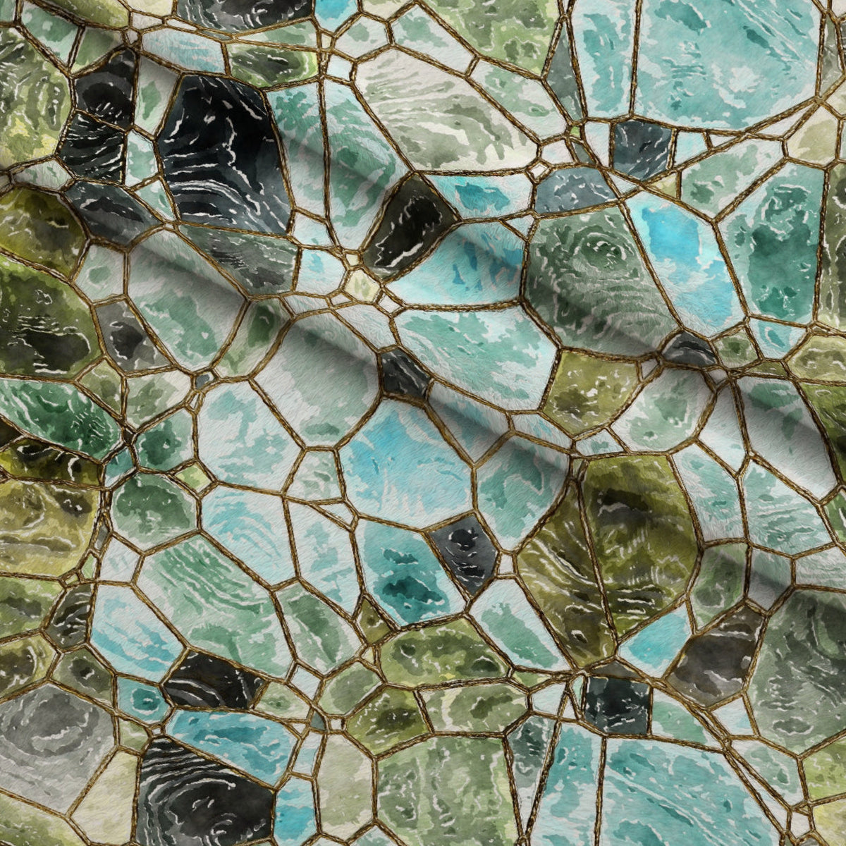 Gilded Mosaic Pattern 5 Fleece Fabric — fleece fabric folded close-up preview (mv-fleece-v1:lying)