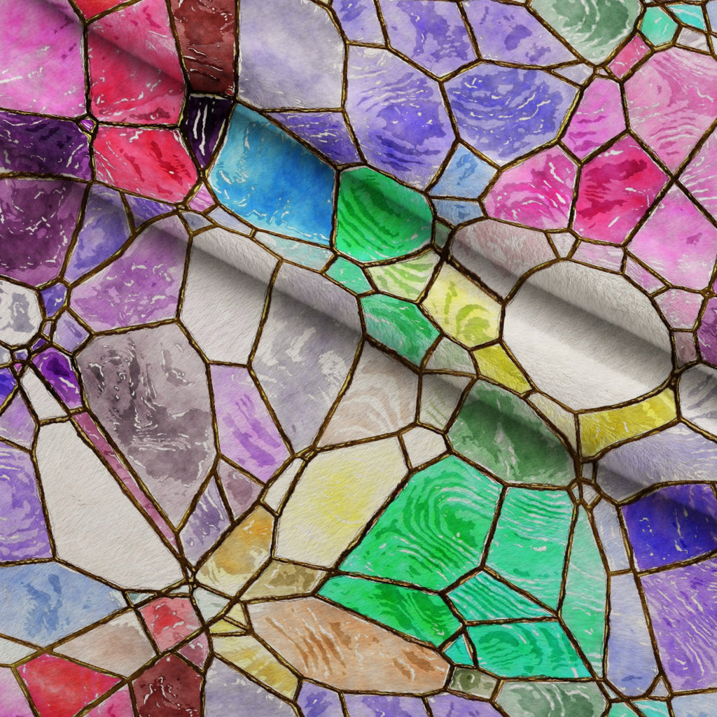 Gilded Mosaic Pattern 7 Fleece Fabric — fleece fabric folded close-up preview (mv-fleece-v1:lying)