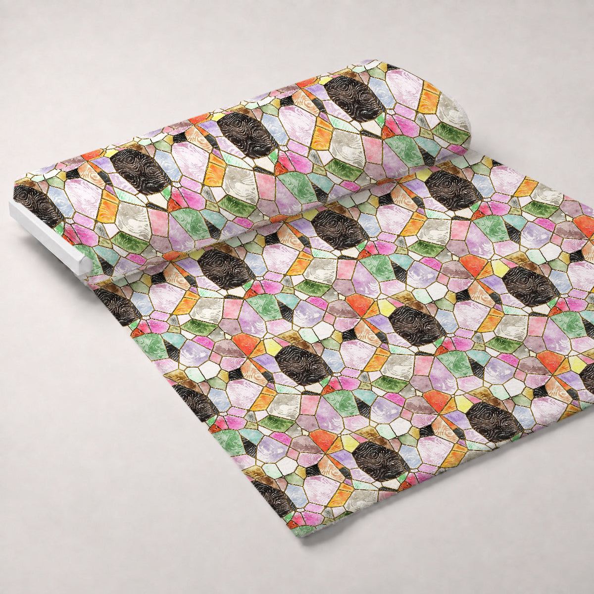 Gilded Mosaic Pattern 8 Fleece Fabric — fleece fabric unrolled bolt preview (mv-fleece-v1:bolt)