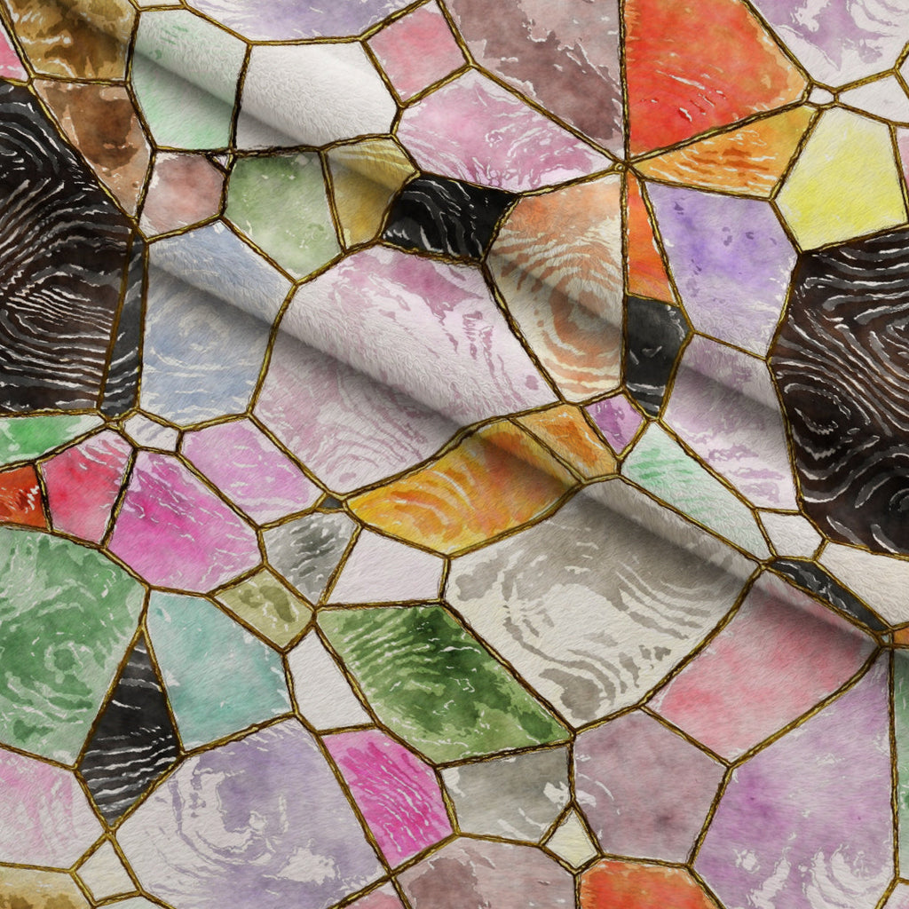 Gilded Mosaic Pattern 8 Fleece Fabric — fleece fabric folded close-up preview (mv-fleece-v1:lying)