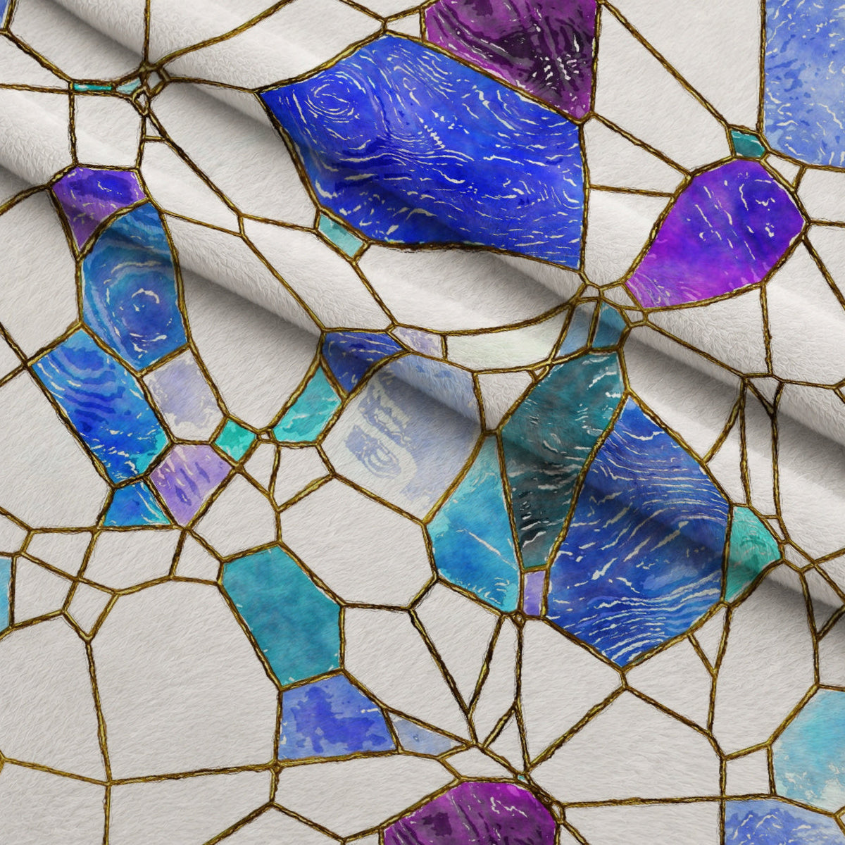 Gilded Mosaic Pattern 9 Fleece Fabric — fleece fabric folded close-up preview (mv-fleece-v1:lying)