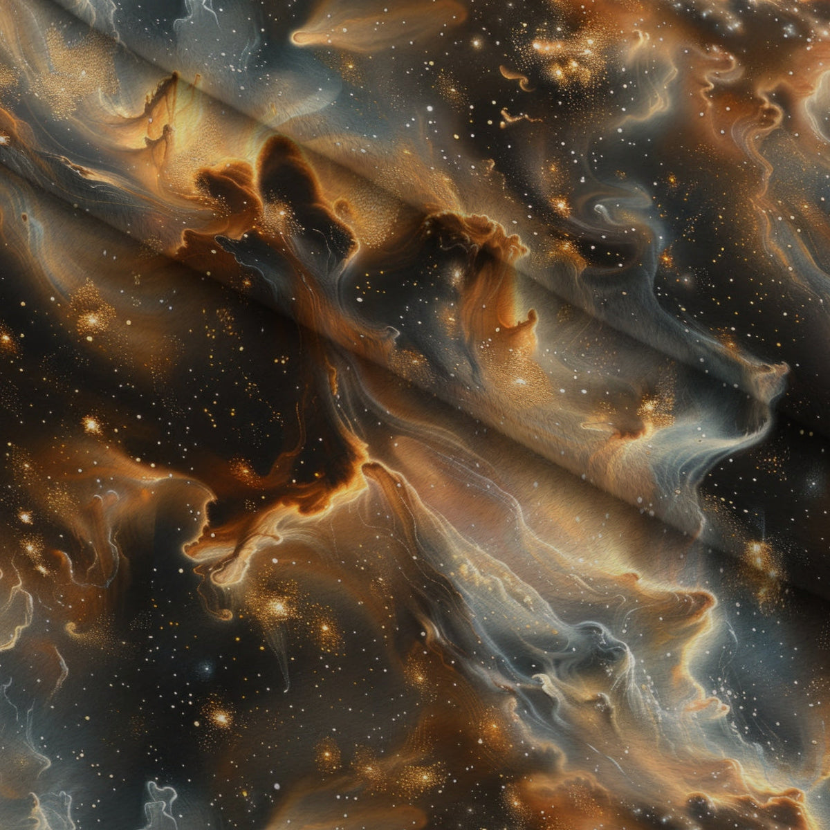 Gilded Nebula Pattern 1 Fleece Fabric — fleece fabric folded close-up preview (mv-fleece-v1:lying)