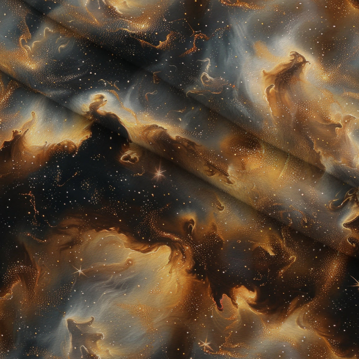 Gilded Nebula Pattern 2 Fleece Fabric — fleece fabric folded close-up preview (mv-fleece-v1:lying)