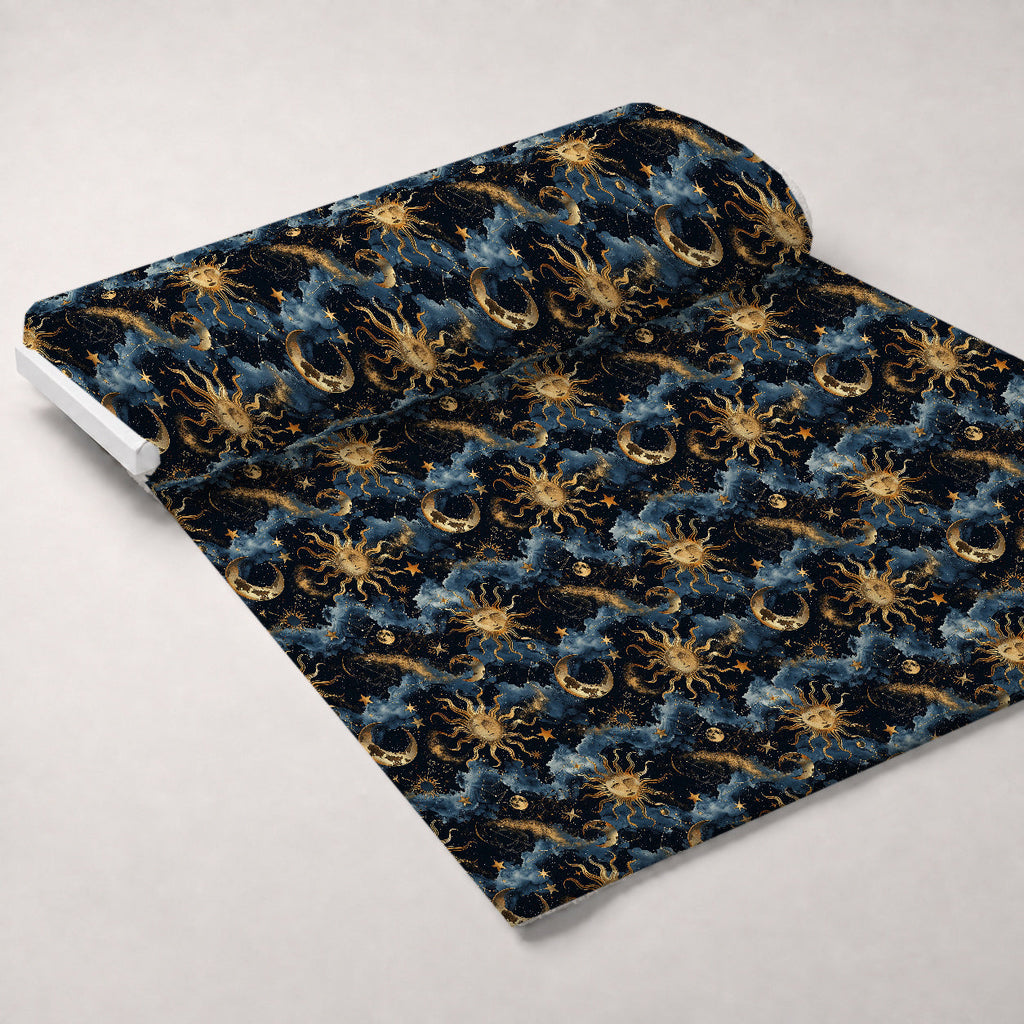 Gilded Night Sky Pattern 2 Fleece Fabric — fleece fabric unrolled bolt preview (mv-fleece-v1:bolt)