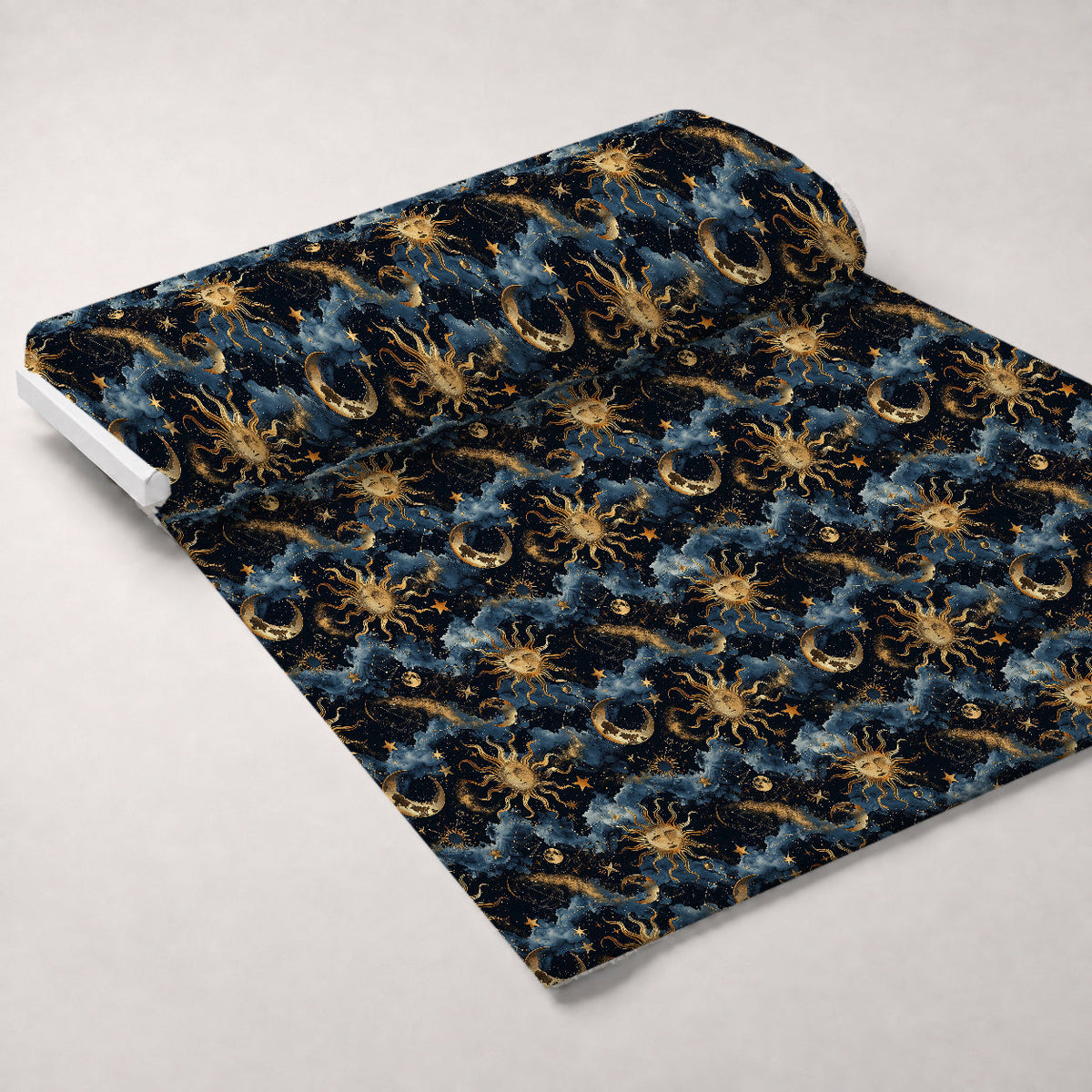 Gilded Night Sky Pattern 2 Fleece Fabric — fleece fabric unrolled bolt preview (mv-fleece-v1:bolt)
