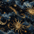 Gilded Night Sky Pattern 2 Fleece Fabric — fleece fabric folded close-up preview (mv-fleece-v1:lying)