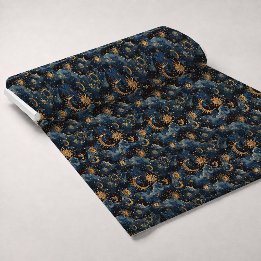 Gilded Night Sky Pattern 4 Fleece Fabric — fleece fabric unrolled bolt preview (mv-fleece-v1:bolt)