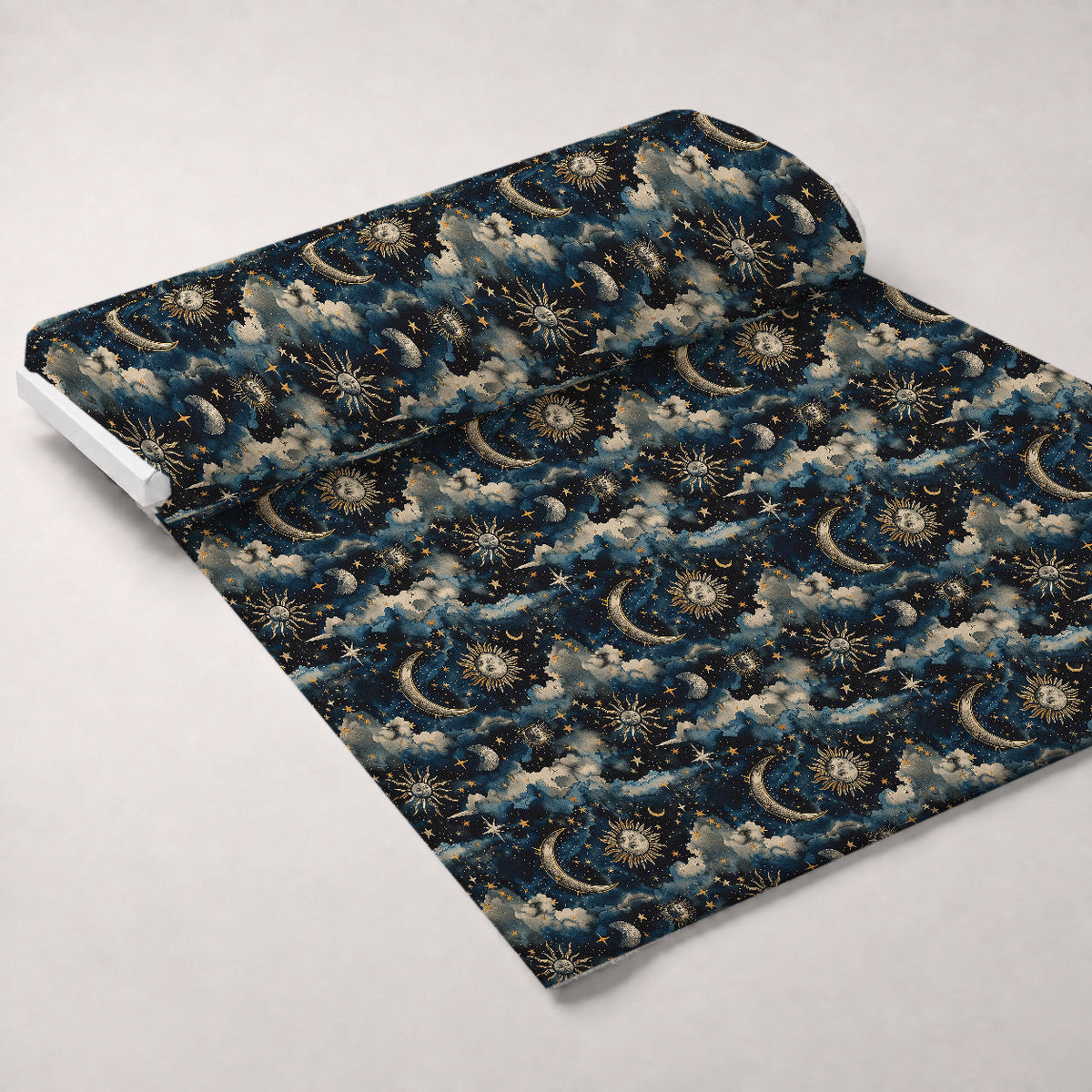 Gilded Night Sky Pattern 7 Fleece Fabric — fleece fabric unrolled bolt preview (mv-fleece-v1:bolt)