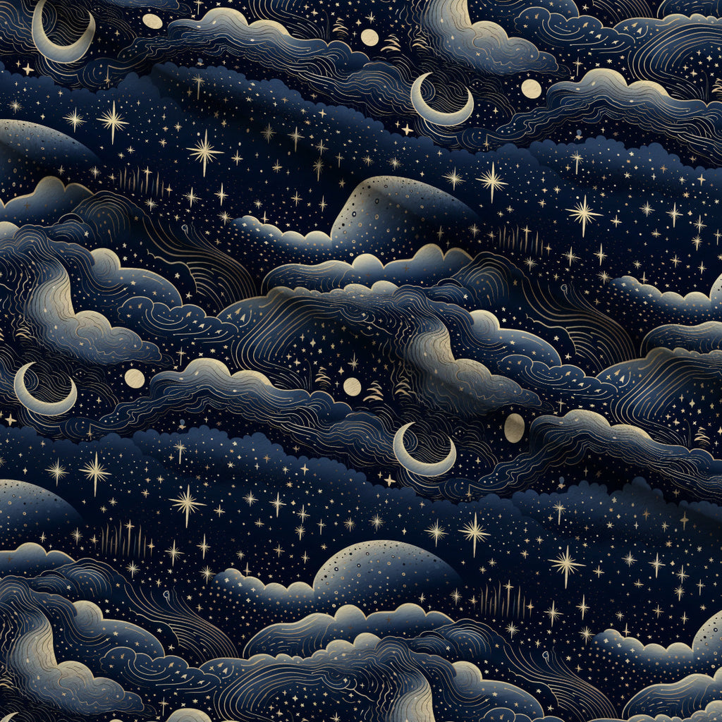 Gilded Nightfall Pattern 7 Fleece Fabric — fleece fabric folded close-up preview (mv-fleece-v1:lying)